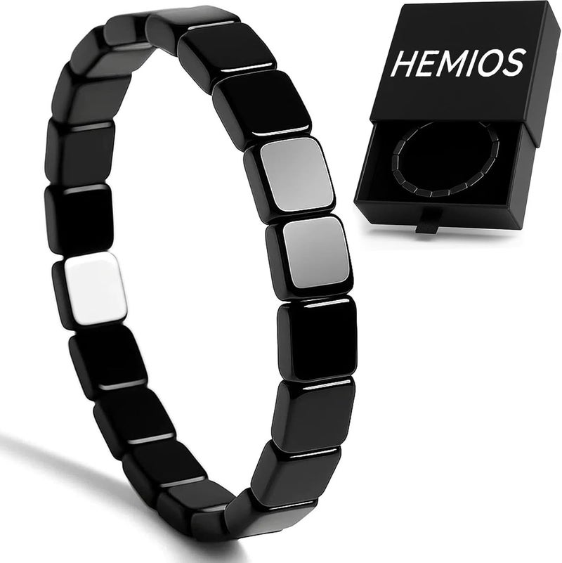 Hemios Hematite Bracelet Men - Reignites Masculine Energy, Natural Hematite Stone Beaded Stretch Healing Bracelets Reclaim Your Edge & Confidence - Image 1